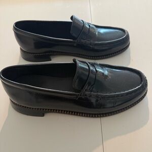 Freda Salvador Elba Black Leather Loafers Size 38/8